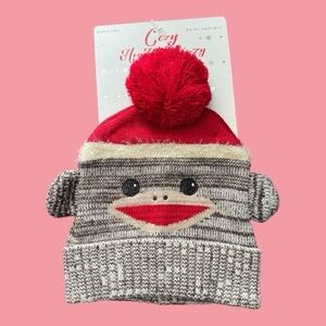 Joe Boxer - Monkey Knit Cap Featuring a Red Pom Pom Kids | New